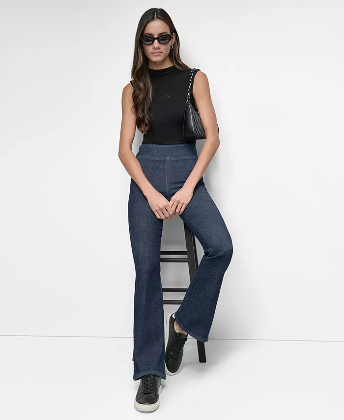 Petite High-Rise Flared-Leg Pull-On Jeans - thumbnail 7