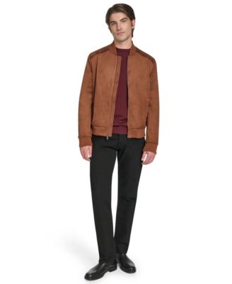 Men's Faux Suede Bomber Jacket