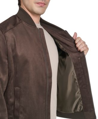 Men's Faux Suede Bomber Jacket