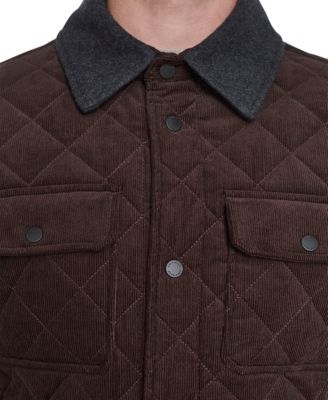 Men's Collared Quilted Button-Front Jacket 
