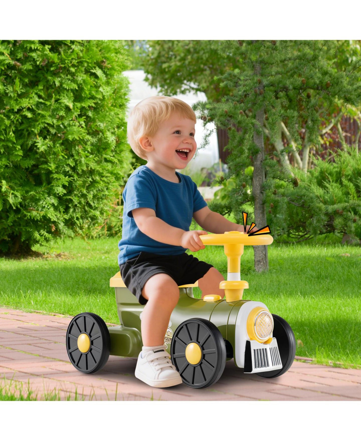 Детская игрушка HONGGE Ride-On Train with Whistle Sound and Under-Seat Storage, Ages 19-36 Months, цвет: Зелёный — фото 6