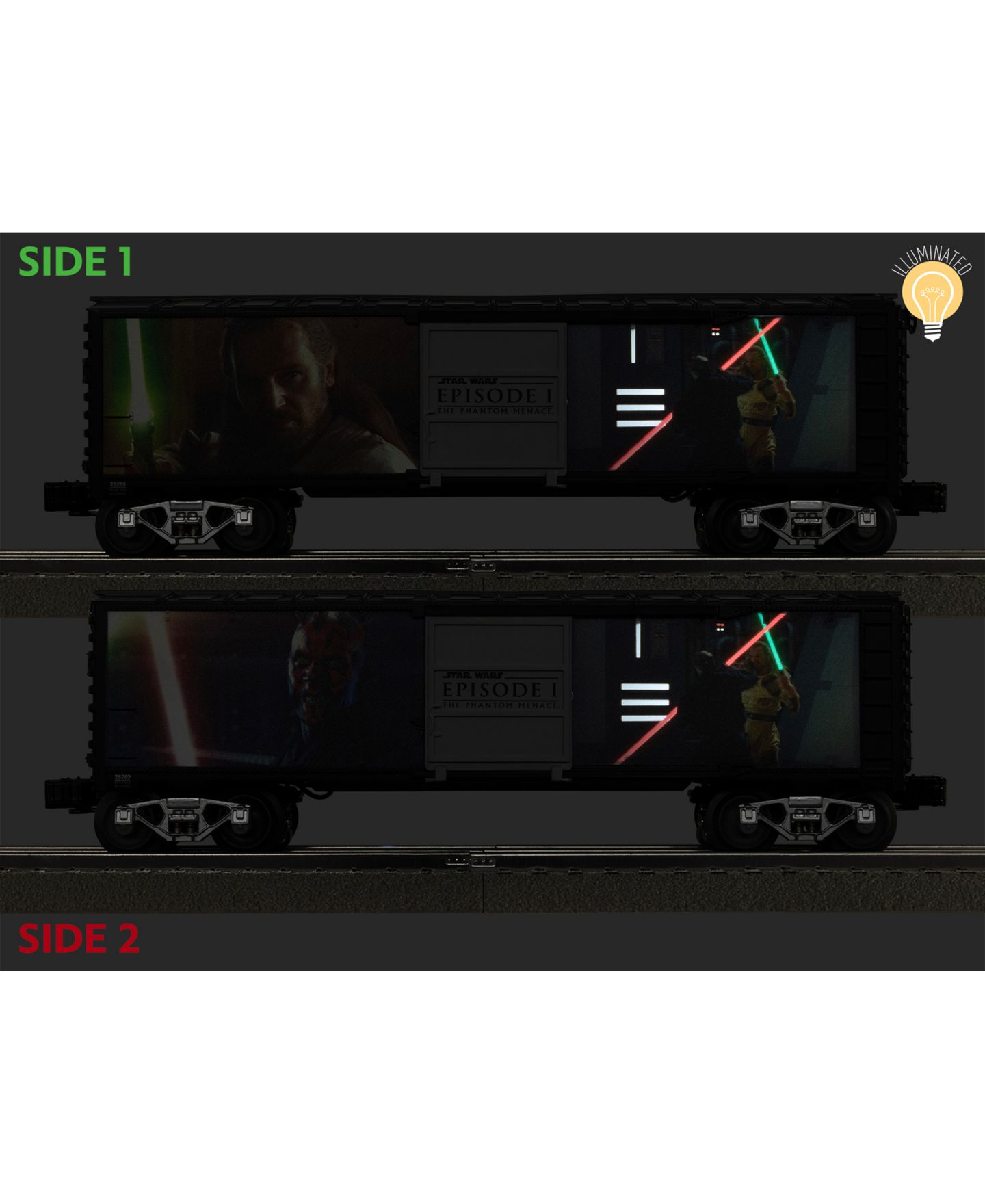 Детская игрушка Lionel Star Wars Lightsaber Series Darth Maul vs. Qui-Gon Jin Illuminated Boxcar — фото 7