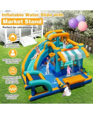 Inflatable Water Slide Bounce House with Pool, Climbing Wall, and 750W Blower