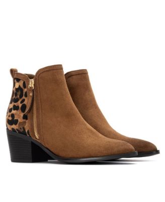 Women's Suede Heeled Ankle Booties