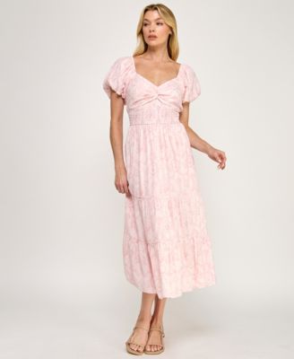 Juniors' Sweetheart Neck Twist Front Midi Dress