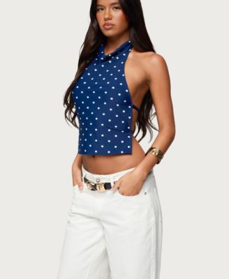 Women's Raiya Polka Dot Backless Halter Top