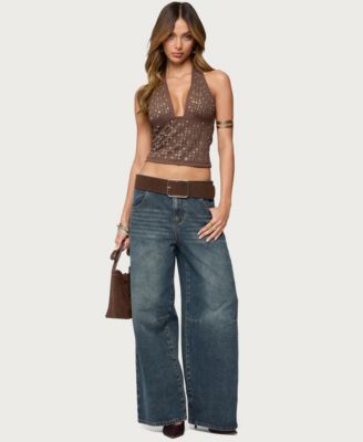 Women's Jackie Stud & Grommet Halter Top