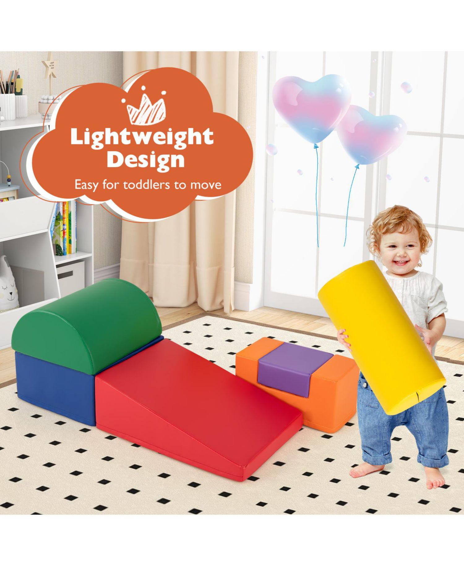 6-Piece Foam Climbing Blocks Playset for Toddlers Indoor Activity