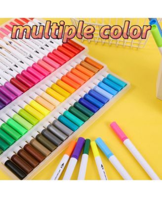 48 Colors Markers for Coloring Books, Dual Tip Water Based Art Coloring Markers Set for Drawing, Painting, Fine Tip and Brush Tip Brush Pens