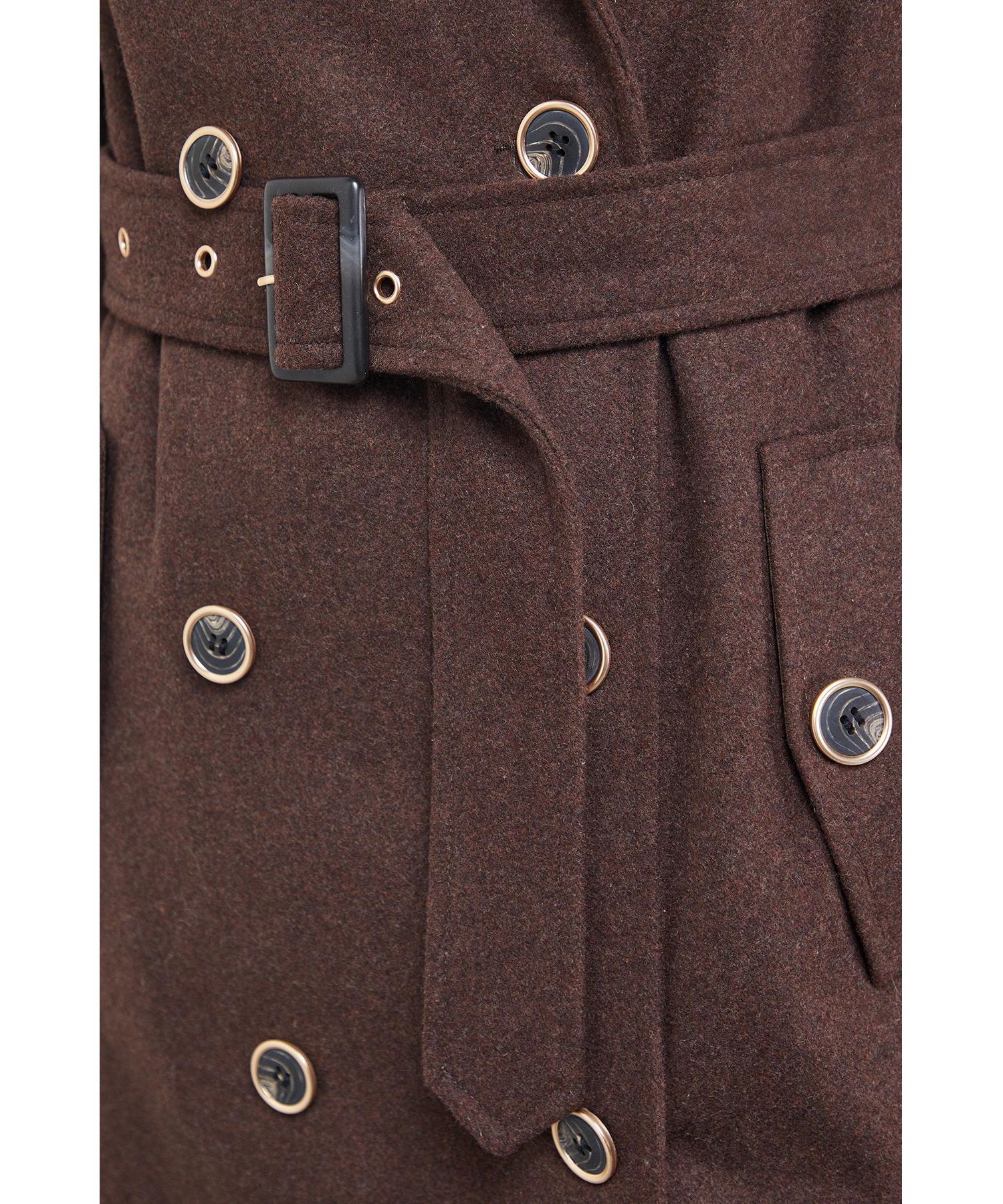 Women's Wool Mix Belted Trench Coat