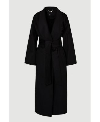 Women's Brushed Wool Wrap Tailored Maxi Coat