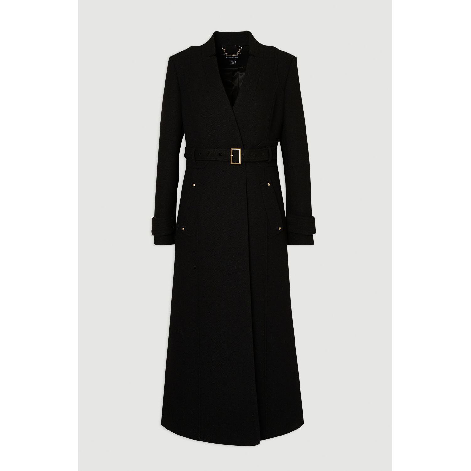 Women's Wool Notch Neck Belted Maxi Coat