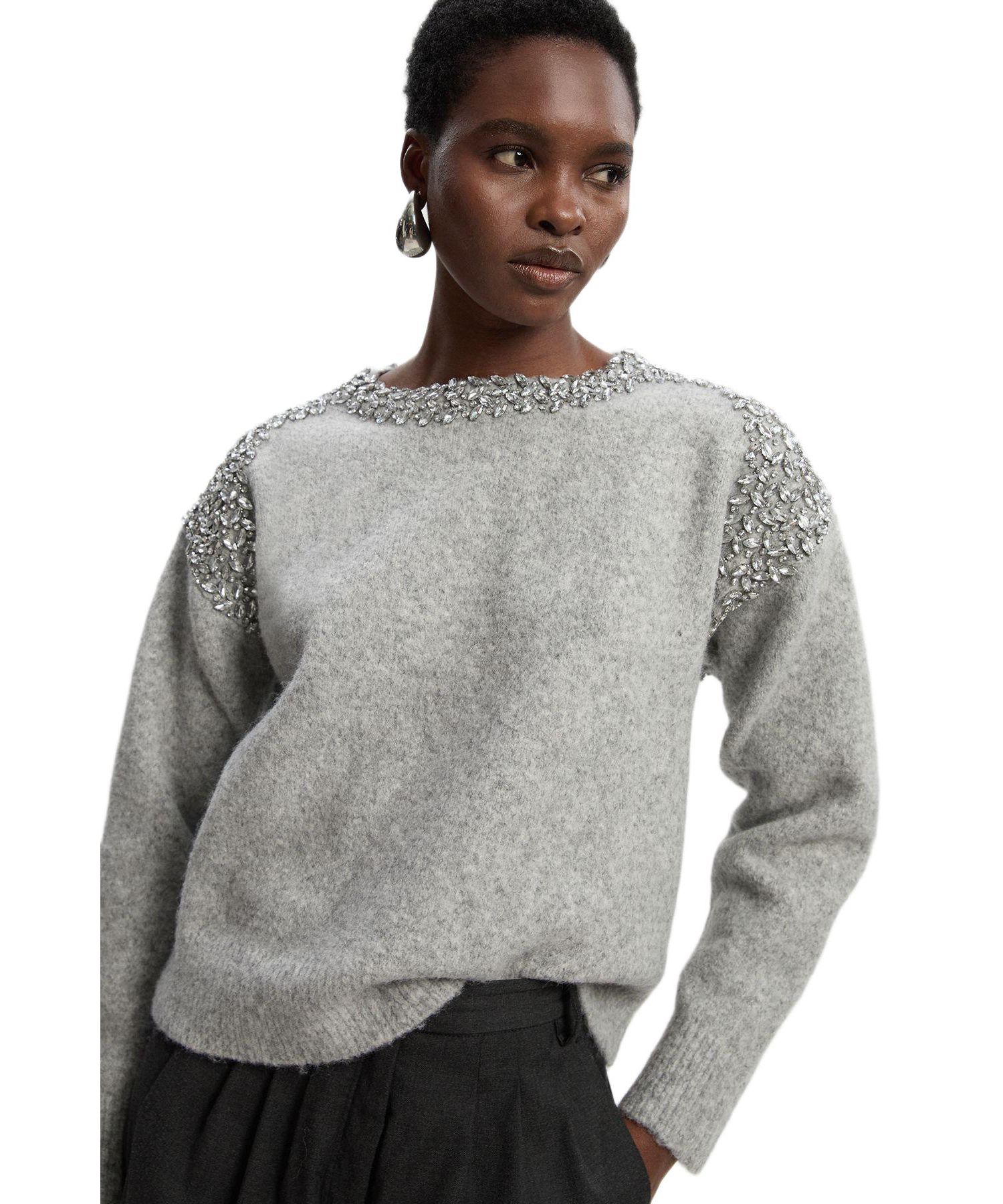 Women's Embellished Trim Cosy Knit Jumper