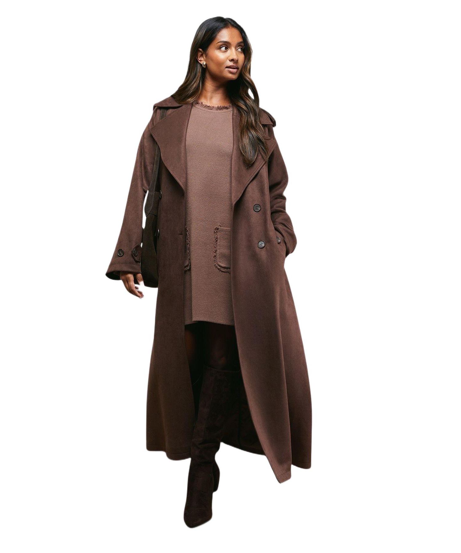 Women's Cuff Detail Belted Coat
