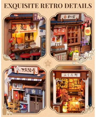 3D Puzzle, Sakura Wine Alley Wooden Model with Accessories, Decorative Bookend Stand for Kids Adults, Multicolored, 4.37"7.67"8.7