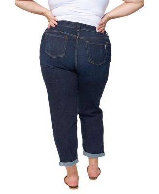 Women's Denim Mid Rise Boyfriend rolled in 25.5" inseam