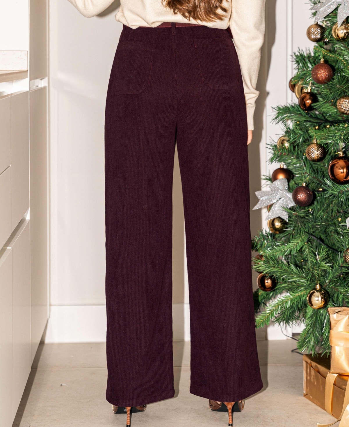 Cupshe Women's Merlot Burgundy Pants