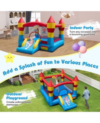 3-in-1 Kids Bounce House with Slide, Basketball Hoop, and Large Jump Area (No Blower)