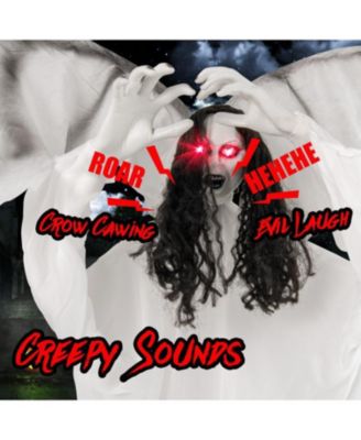 6.6 ft Halloween Animatronic Standing Angel with Sound-Activated Light-up Eyes and Flapping Wings