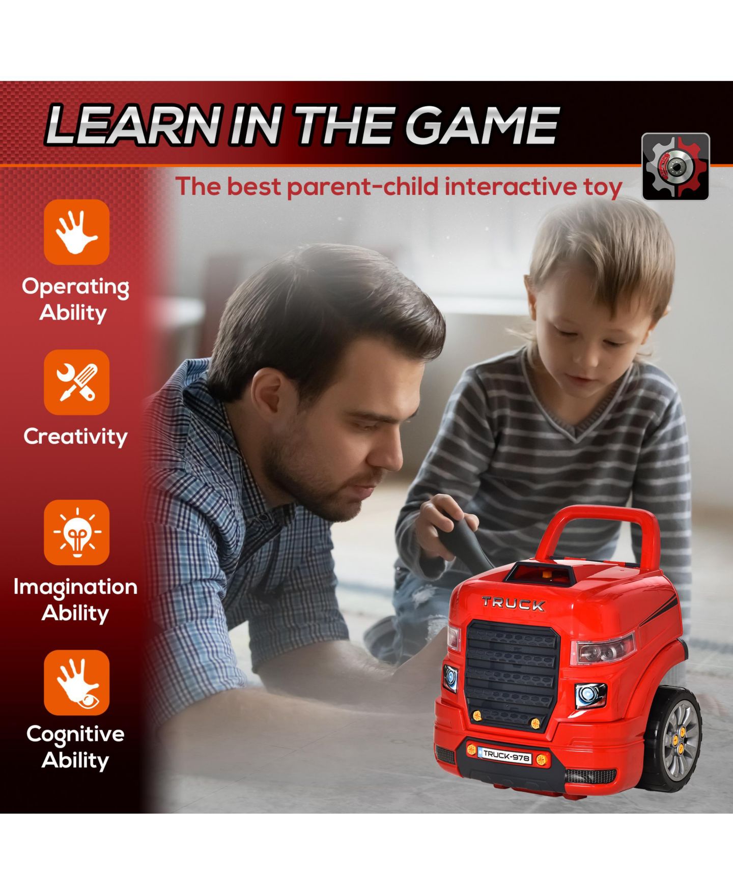 Детские игрушки Qaba Mechanic Kids Truck Engine Interactive Toy Set, 61-Piece, Ages 3+ — фото 6