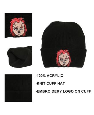 Men's Embroidery Black Acrylic Knit Standard Cuff Beanie