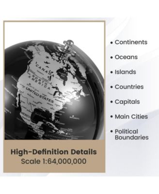 8-Inch Decorative World Globe with Modern Metal Stand