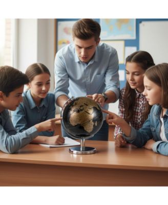 8-Inch Decorative World Globe with Modern Metal Stand