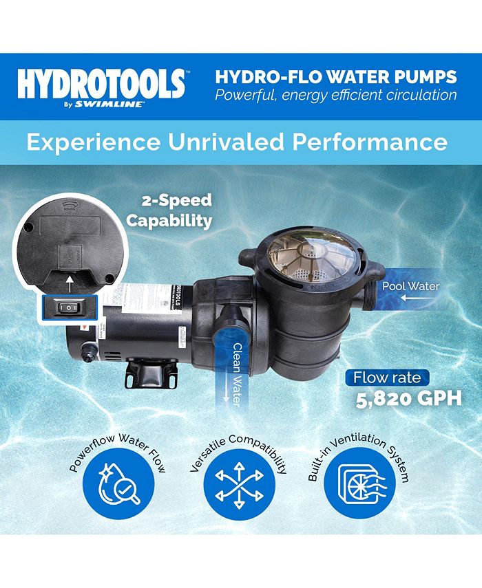 Swimline HydroTools Hydro Flo 1.5 HP 5820 GPH 2 Speed Horizontal Discharge Pump - ONE SIZE