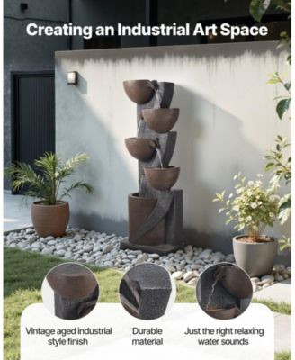 Outdoor 5-Tier Jar-Shaped Water Fountain for Garden or Patio
