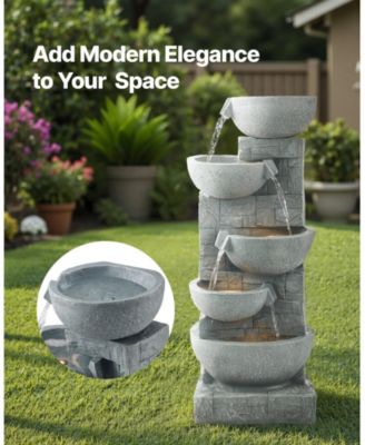 Outdoor 5-Tier Bowl-Shaped Water Fountain for Garden or Patio