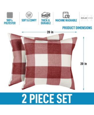 16 x 16 inches 2 Pack Buffalo Plaid Throw Pillow Outdoor & Indoor Covers