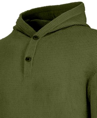 Men's Regular-Fit Waffle Knit Thermal Henley Hoodie