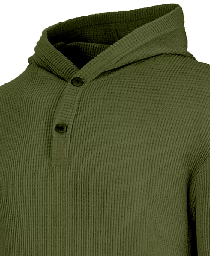 Men's Regular-Fit Waffle Knit Thermal Henley Hoodie - thumbnail 9
