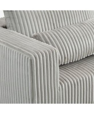 Streamdale Oversized Corduroy Lounge Chair with Ottoman, Modular Deep-Seat Floor Couch - Smoke Grey