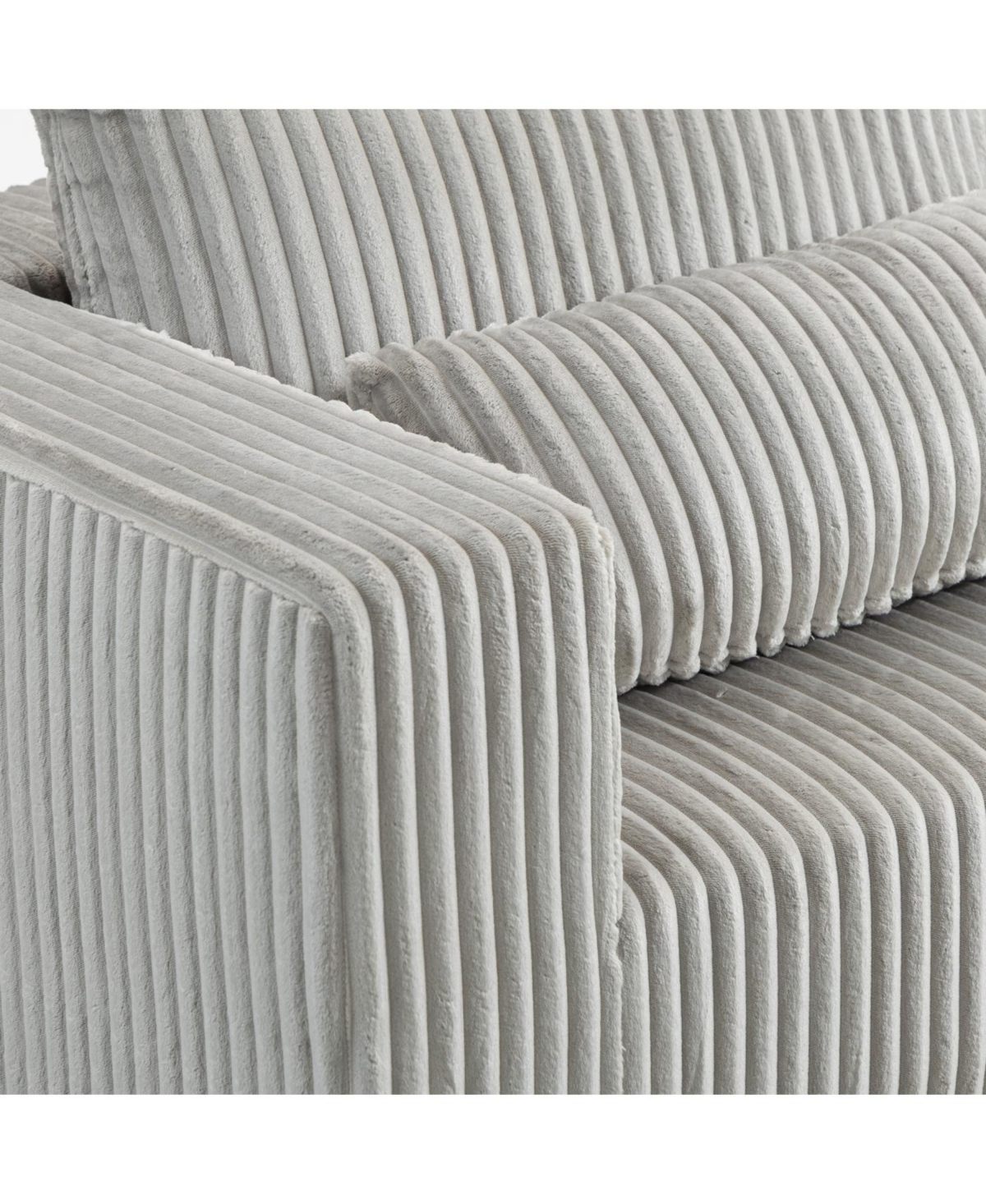 Streamdale Oversized Corduroy Lounge Chair with Ottoman, Modular Deep-Seat Floor Couch - Smoke Grey