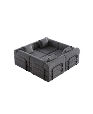 Streamdale 4-seater chenille convertible sofa bed with side storage