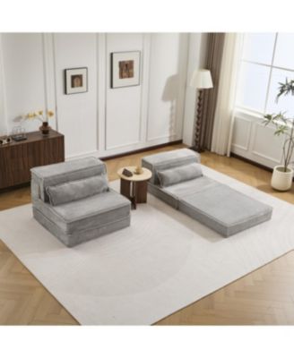 Streamdale Compression Sofa, Convertible Floor Sofa Bed, Light-grey