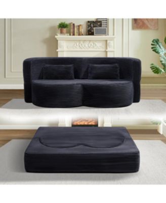 Streamdale Folding corduroy sofa bed, double sofa for living rooms, offices (dark gray)