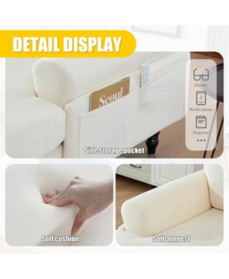 Modern Minimalist Chenille Chaise Lounge Recliner Sofa with Armrests & Storage