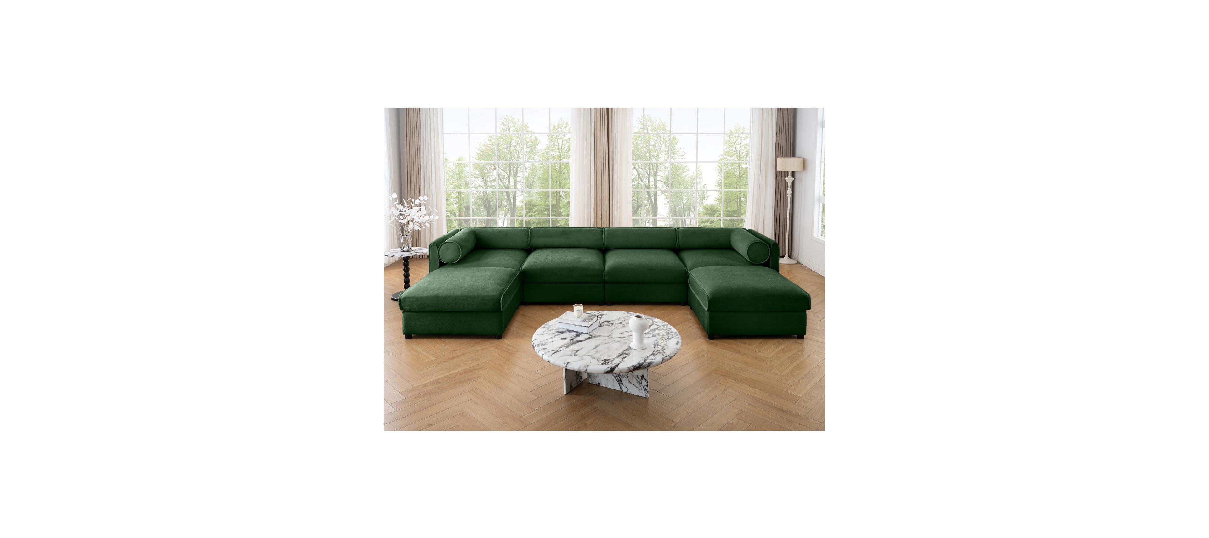 Streamdale Modular Sectional Sofa with Storage, Extra Large U Shaped Green Couch