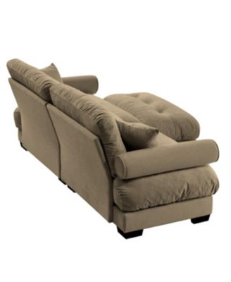 Camel Oversized Modern Velvet Two-Seater Sofa with Ottoman and Pillows