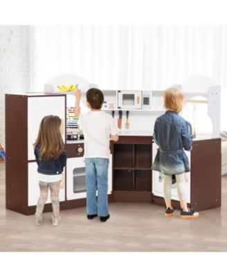 Toddler Kitchen Playset with Sink, Ice Maker, Microwave, and Washing Machine for Ages 3