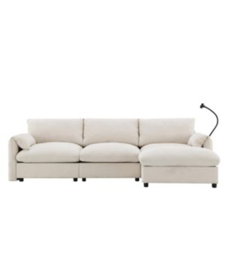 Streamdale 96.5" L-Shaped Chenille Sectional Sofa w/ Storage Ottoman & USB Charger
