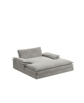 Modern Oversized Double Chaise Lounge Chair with Pillows & Wide Armrests