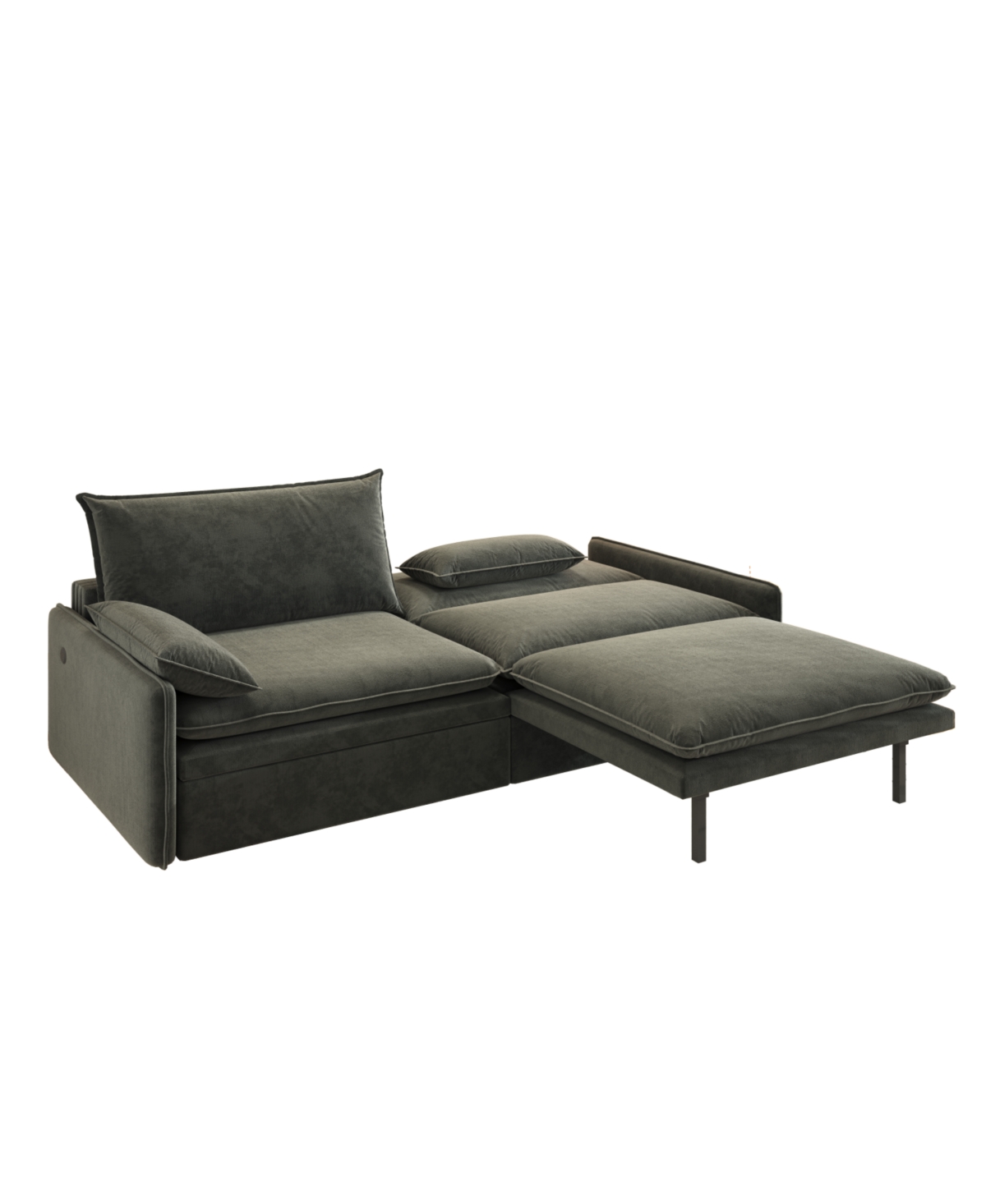 Streamdale 4-Seat Chenille Convertible Sleeper Sofa with Storage & Usb, Dark Grey