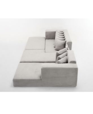 Streamdale Oversize Cloud Couch L-Shape Sofa Convertible Floor Sleeper, No Assembly, 8 Pillows, Gray