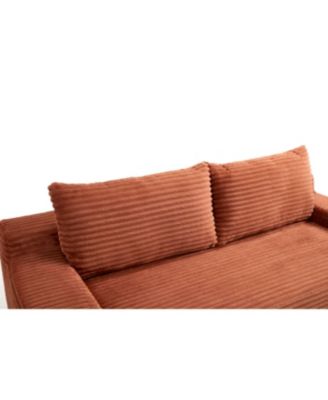 Streamdale Orange Corduroy Loveseat Sofa with Memory Foam & Steel Frame - Convertible 2-in-1 Design