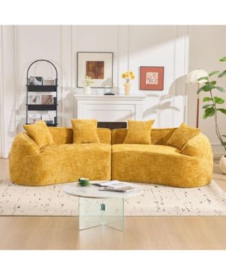 Streamdale Yellow Curved Compressed Sofa - Nordic Design for Living Room