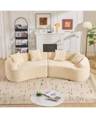 Streamdale Beige Curved Sofa, Nordic-style Design for Living Room, Comfortable & Soft