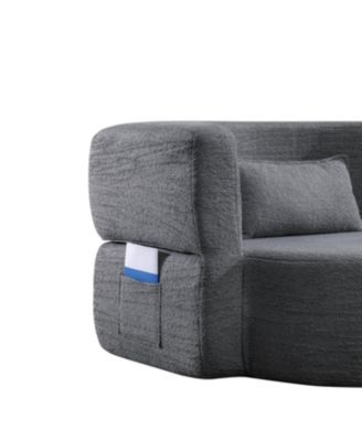 Streamdale Gray Teddy Bear Fabric Folding Sofa Bed Sleeper Futon